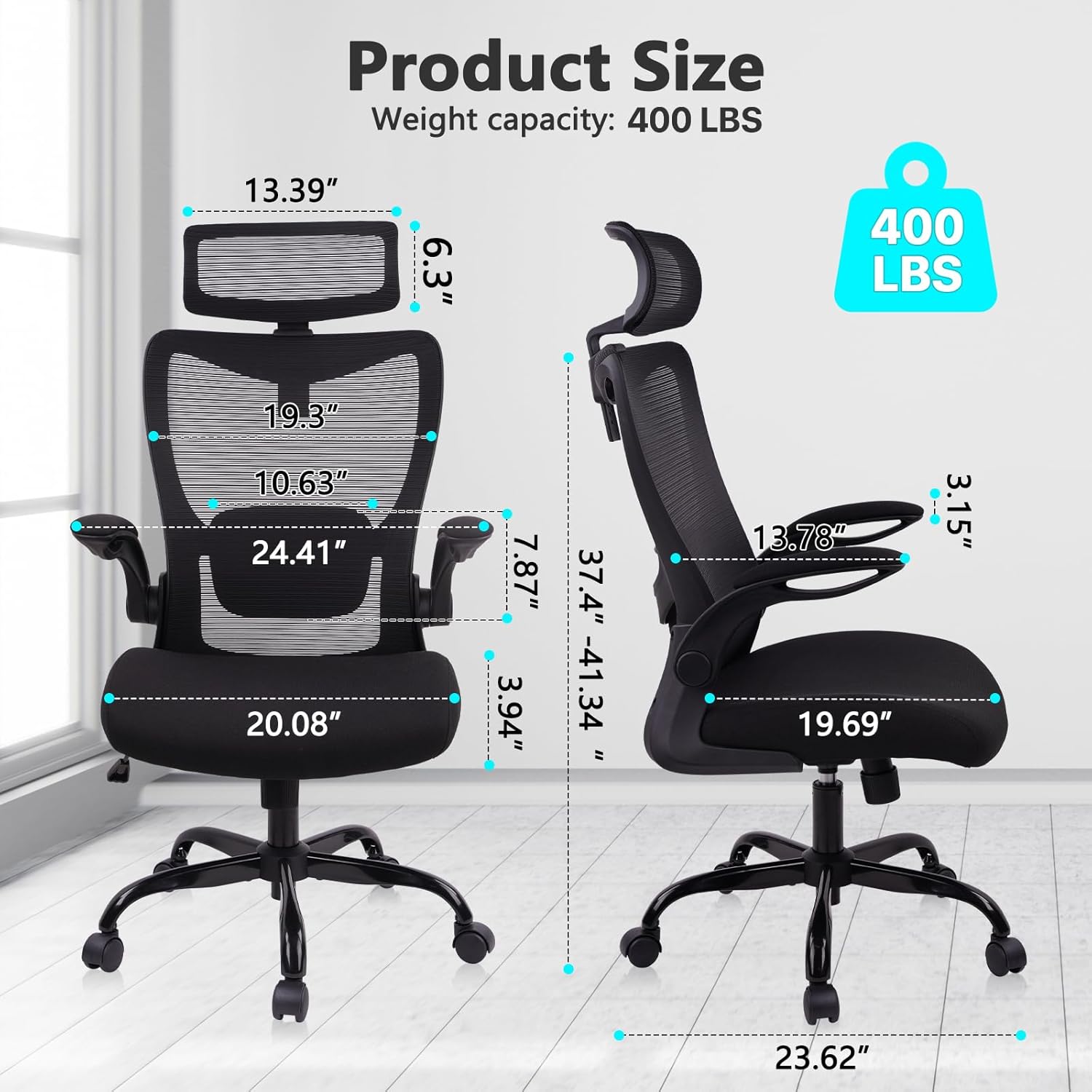 CLATINA 400LB Heavy Duty Ergonomic Mesh Office Chair