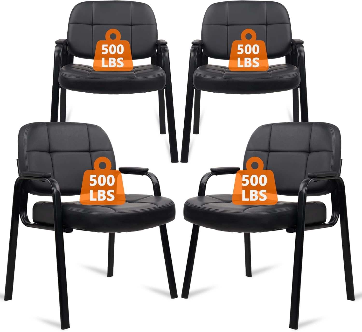 CLATINA 500 lbs Big & Tall Guest Chairs with Arms (4 Pack)