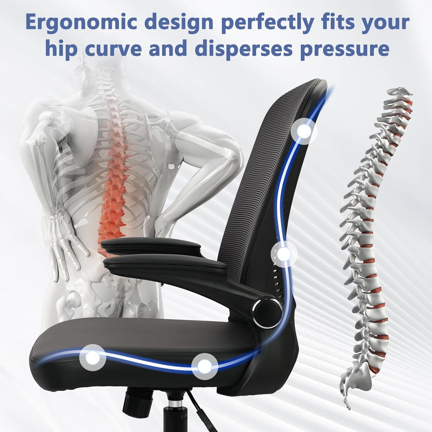 CLATINA Ergonomic Mesh Office Chairs with PU Leather Seat