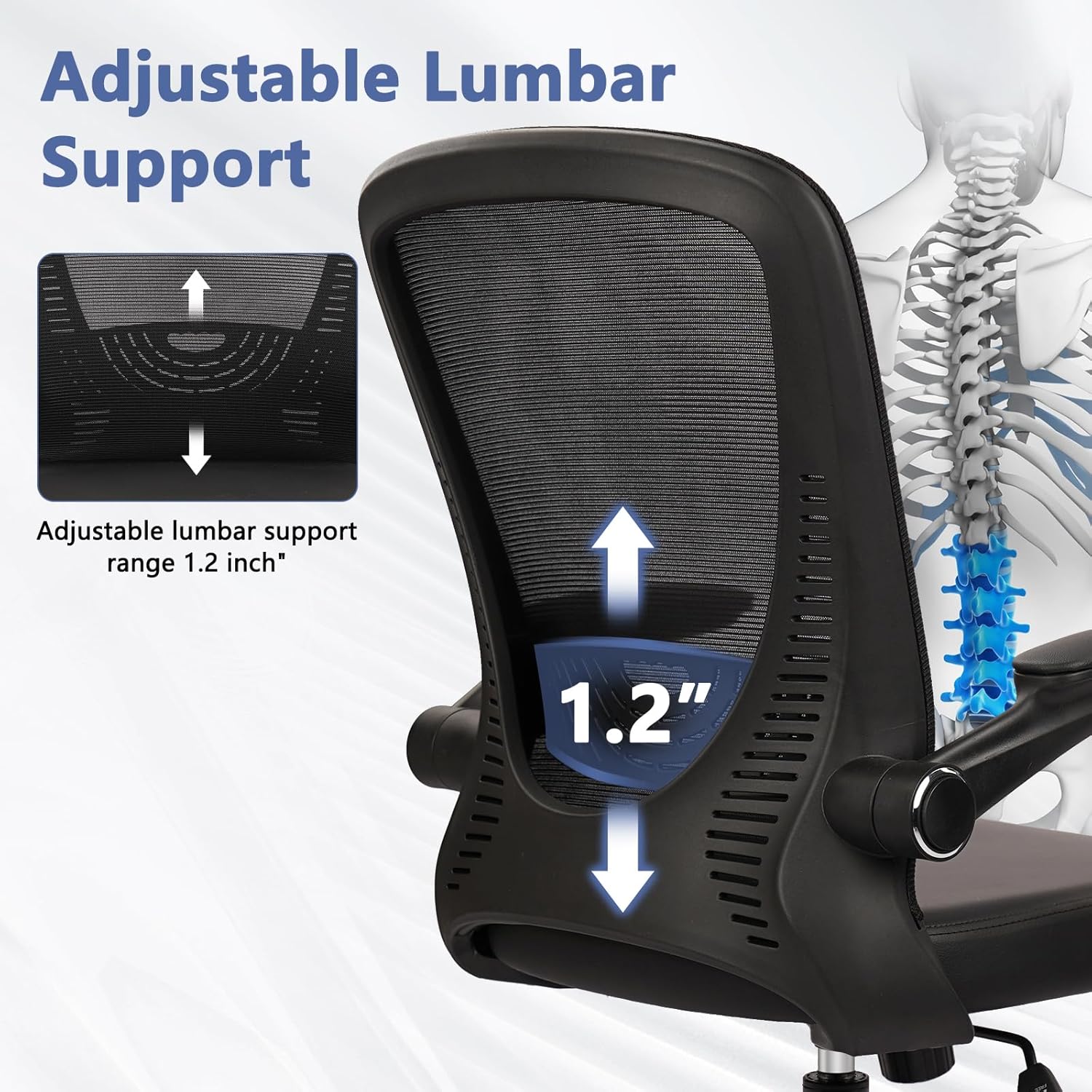 CLATINA Ergonomic Mesh Office Chairs with PU Leather Seat