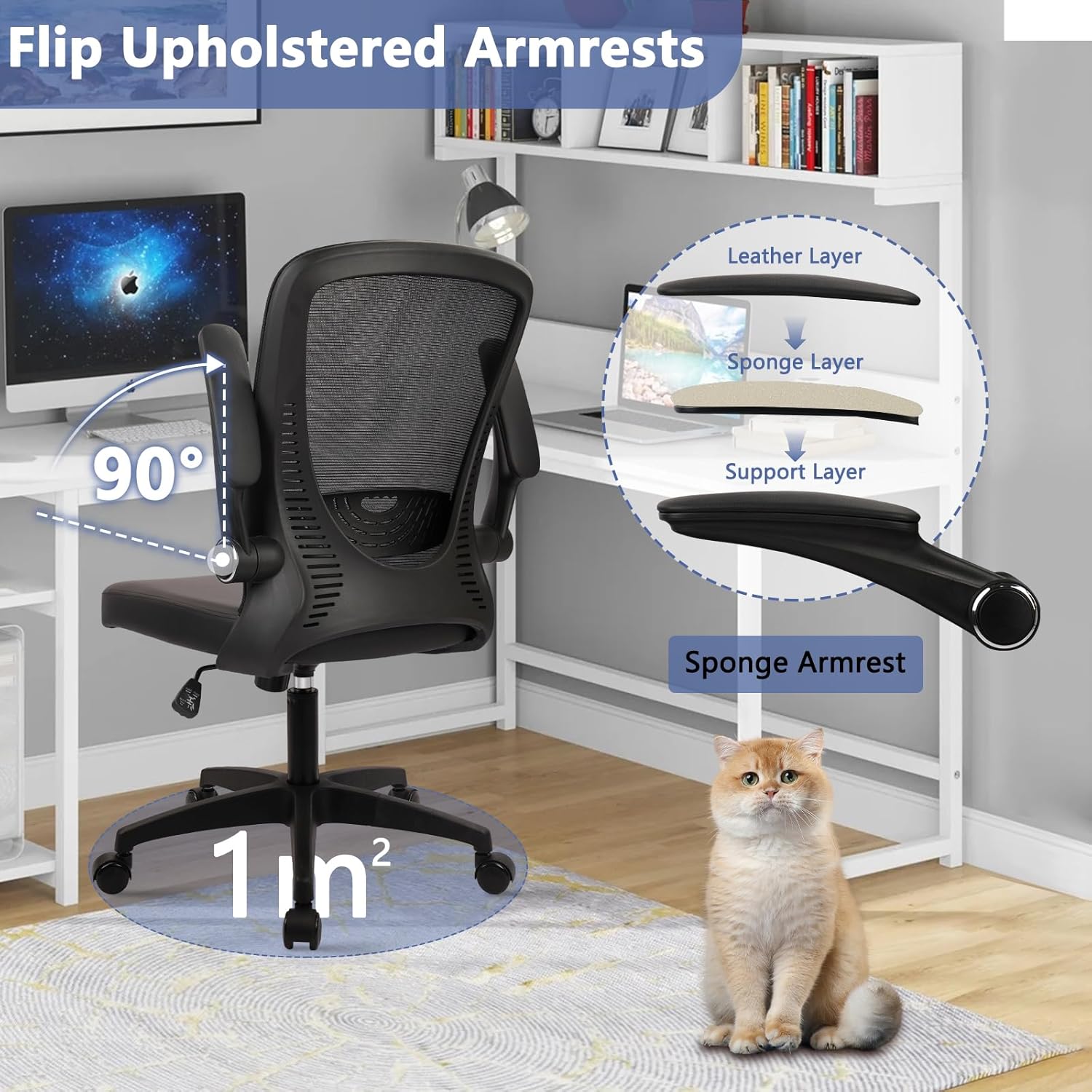 CLATINA Ergonomic Mesh Office Chairs with PU Leather Seat