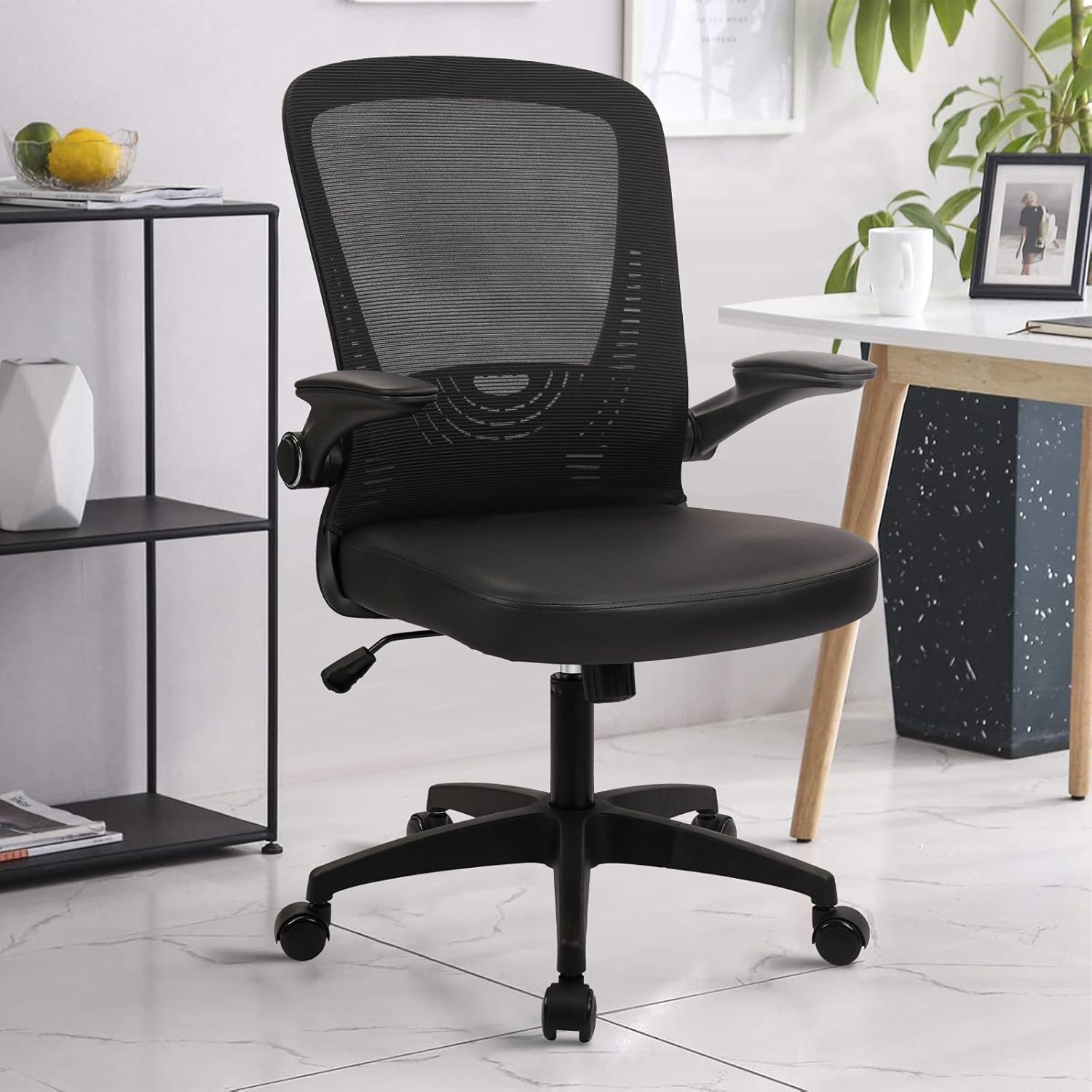 CLATINA Ergonomic Mesh Office Chairs with PU Leather Seat