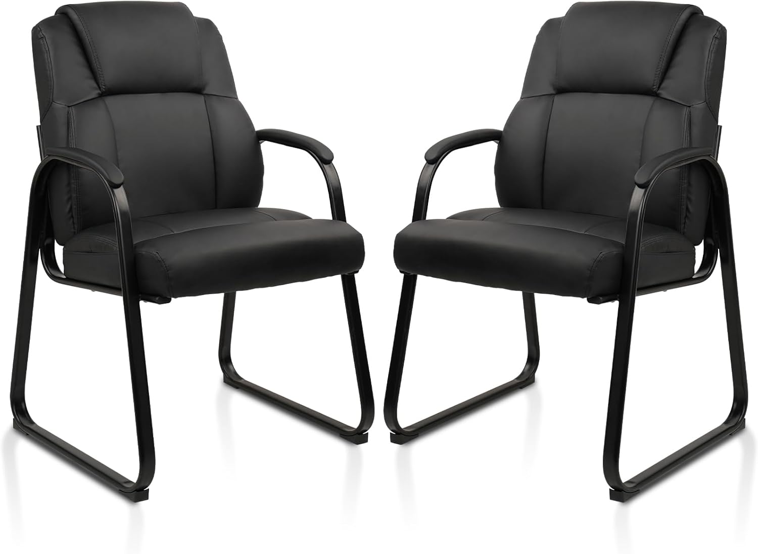 CLATINA Leather Guest Chairs with Padded Arms - 2 Pack