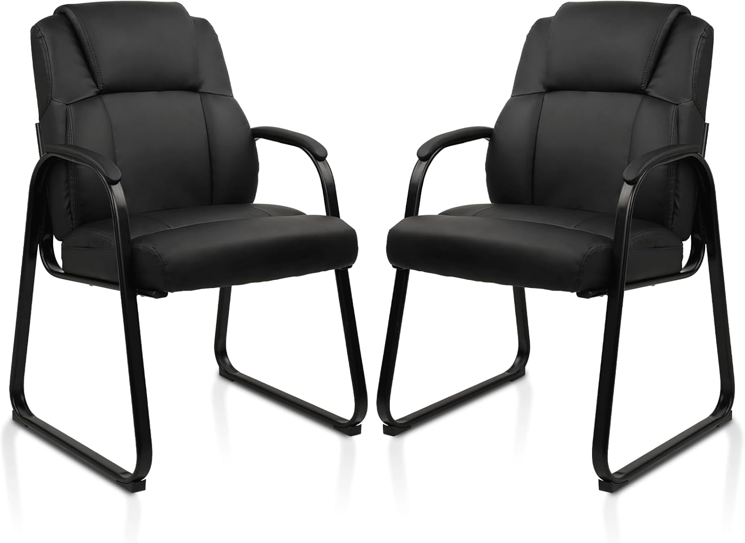 CLATINA Office Guest Chairs - Set of 2 Leather Reception